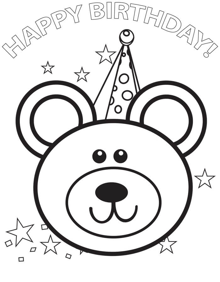 Happy Birthday Bear Coloring Pages