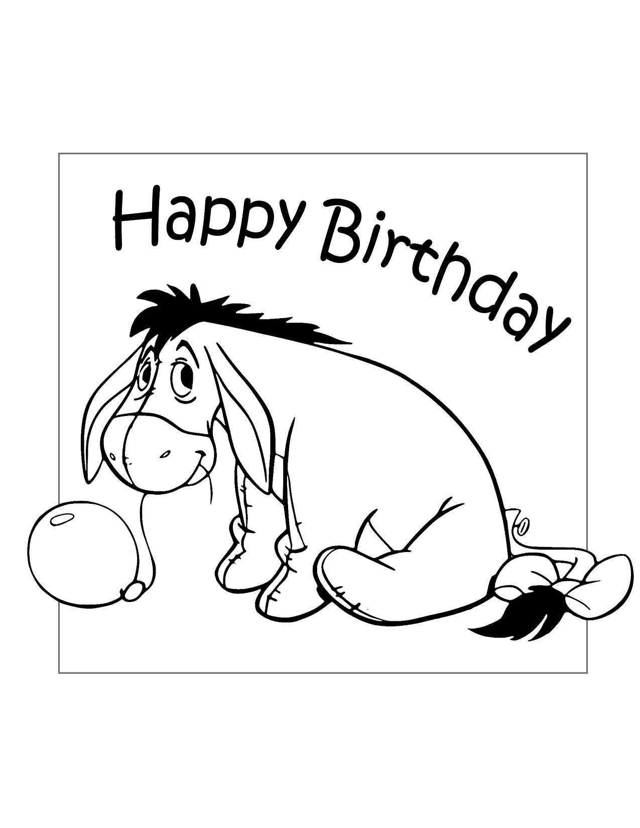 Happy Birthday Eeyore Coloring Page