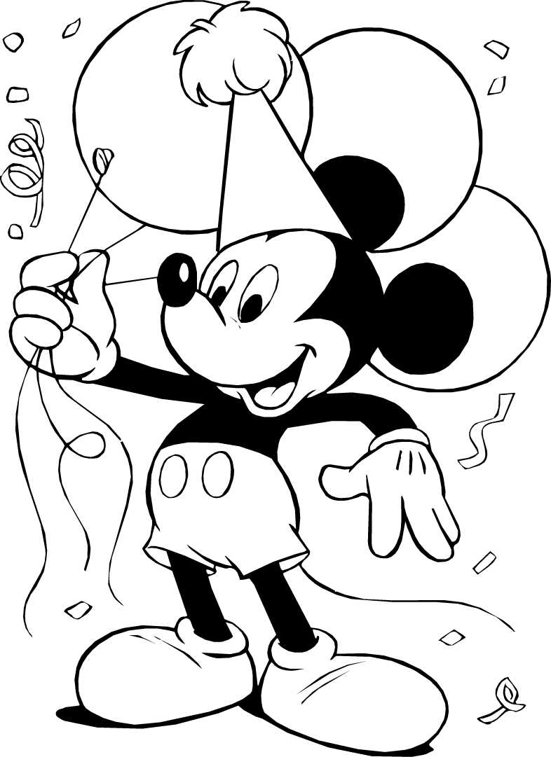 Happy Birthday Mickey Mouse Coloring Page