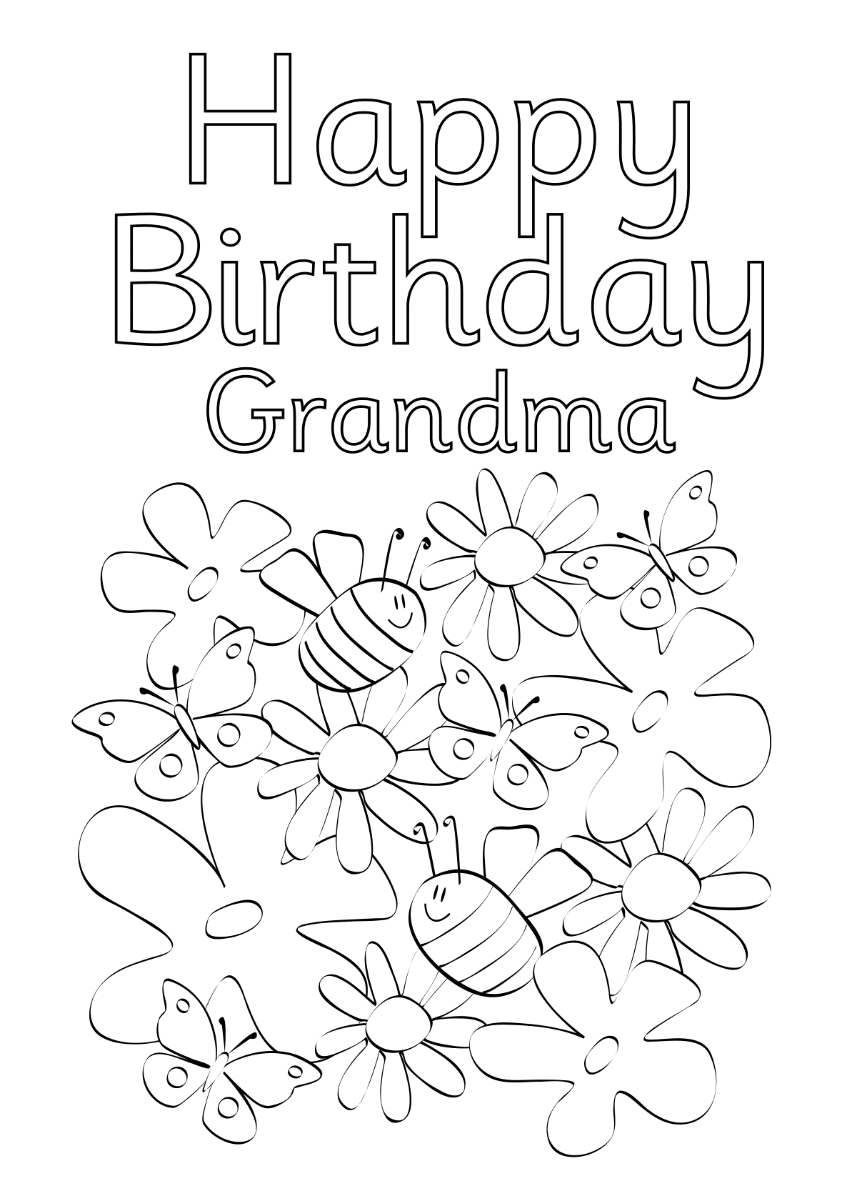 Happy Birthday coloring Pages for Grandma