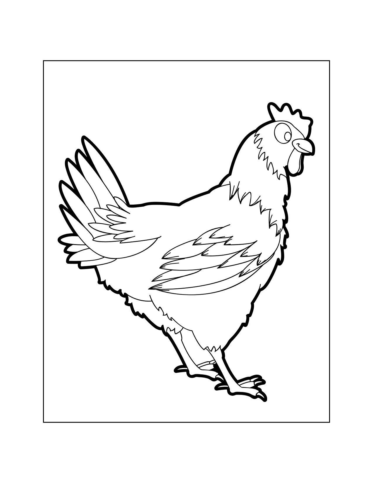 Happy Chicken Coloring Page