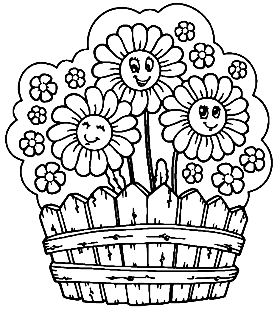 Happy Daisies Coloring Page