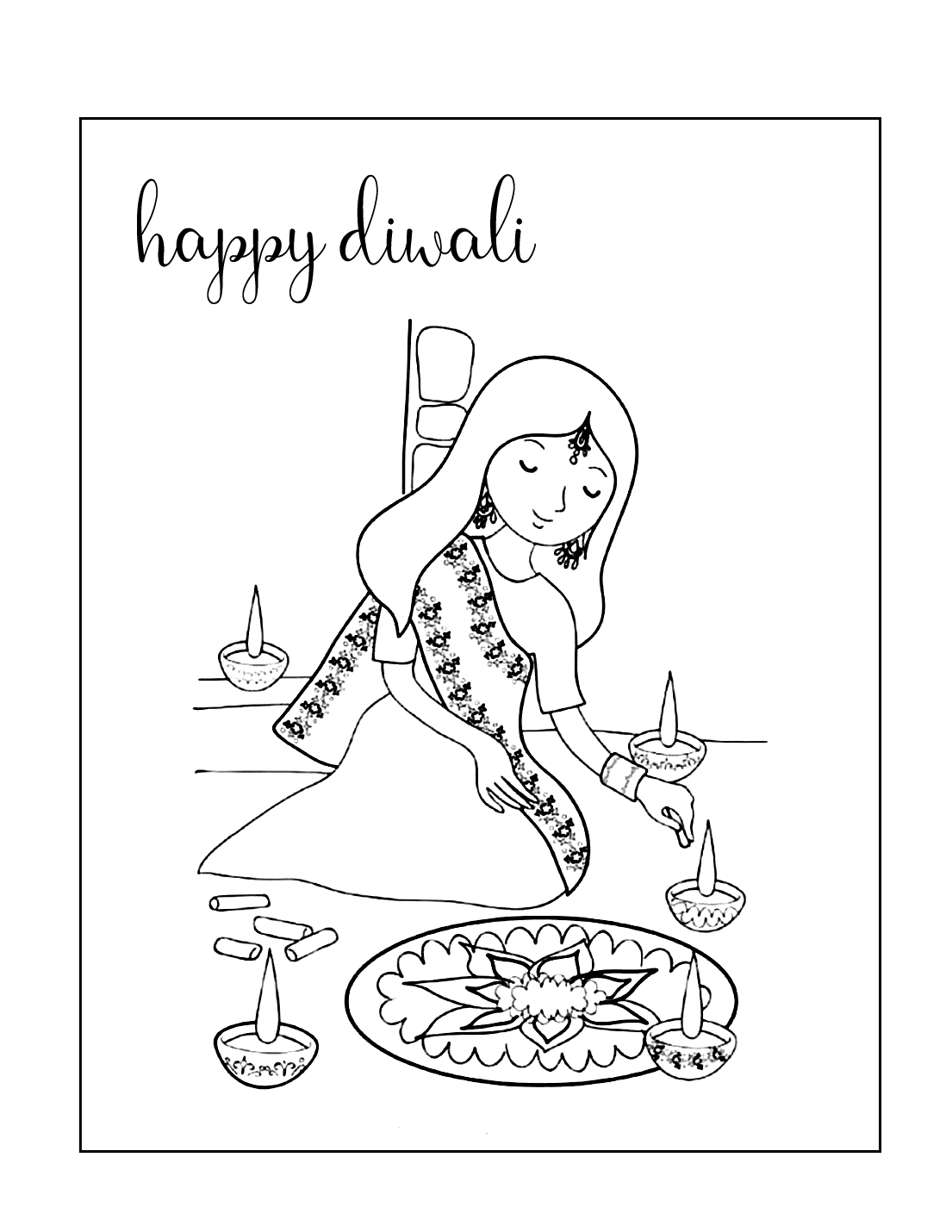 Happy Diwali Coloring Page