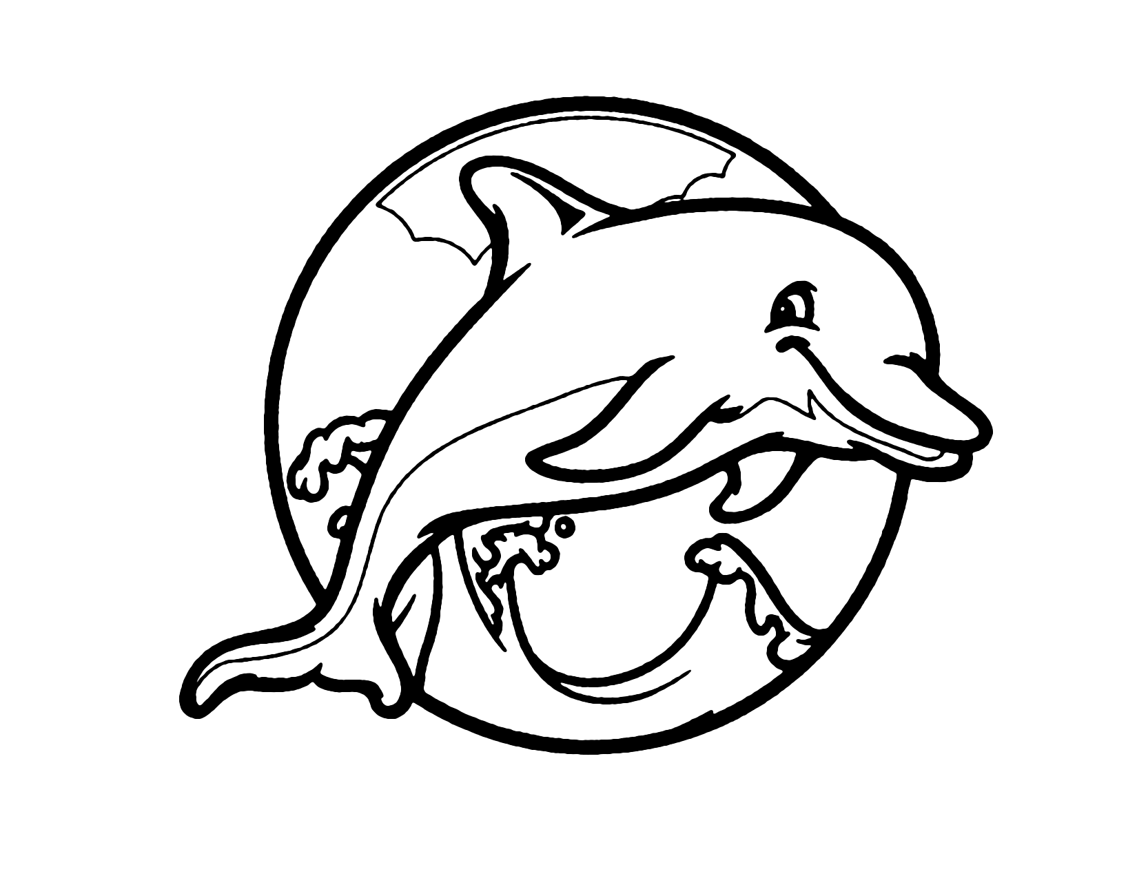 Happy Dolphin Coloring Page