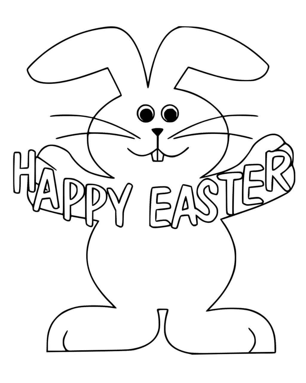 Happy Easter Bunny Coloring Page for Kids