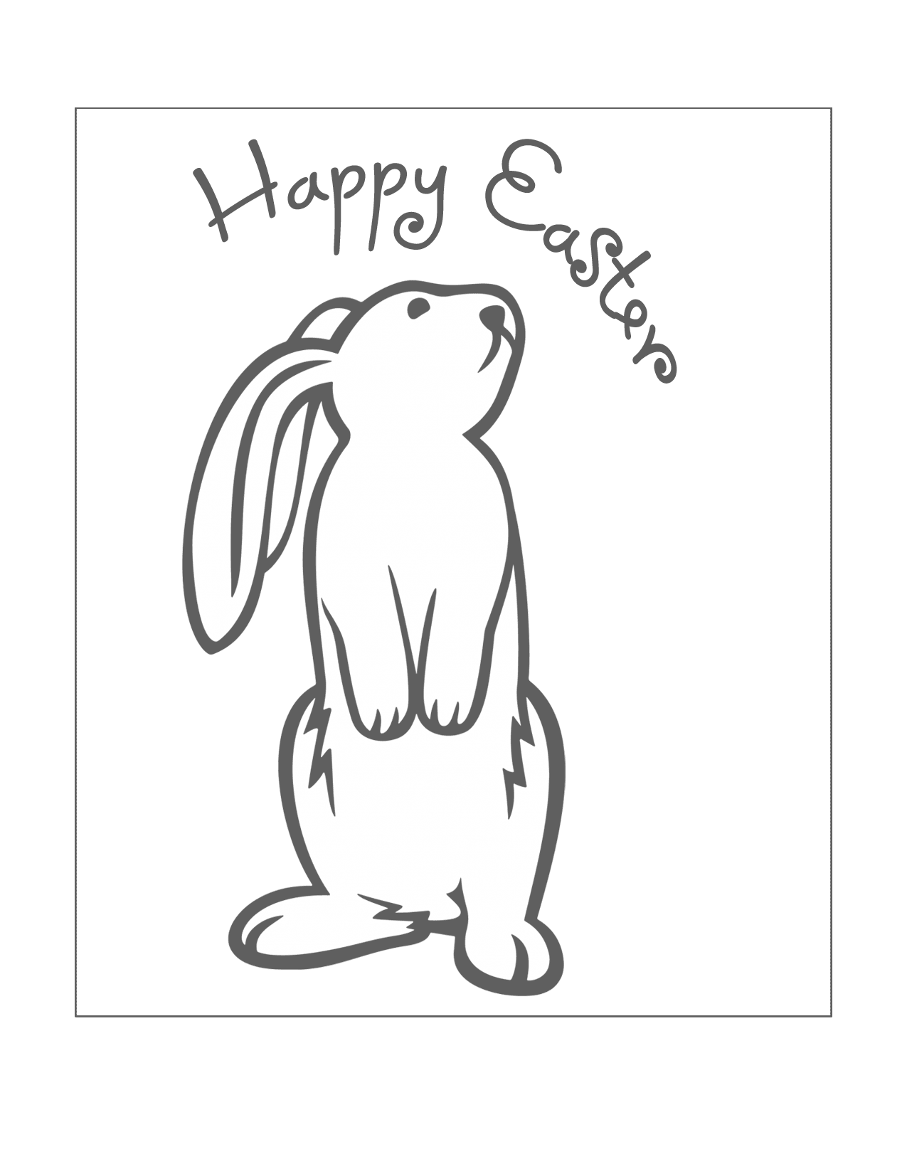 Happy Easter Bunny Line Art Coloring Page