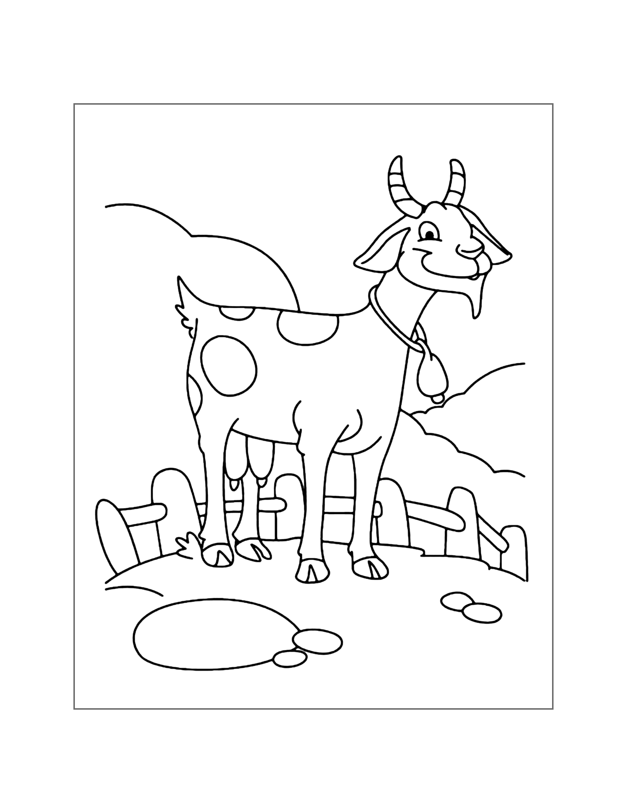 Happy Goat Coloring Page