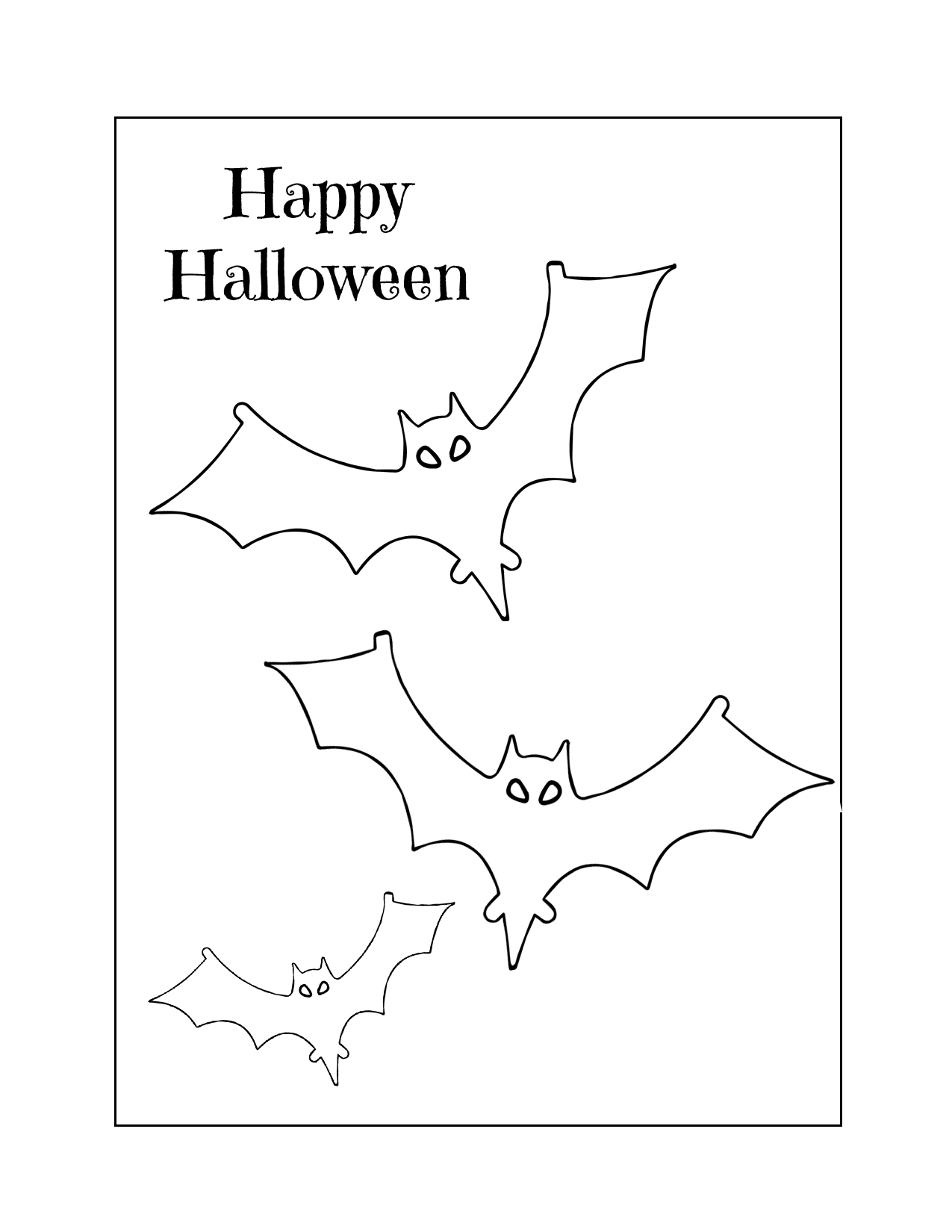 Happy Halloween Bats Coloring Page
