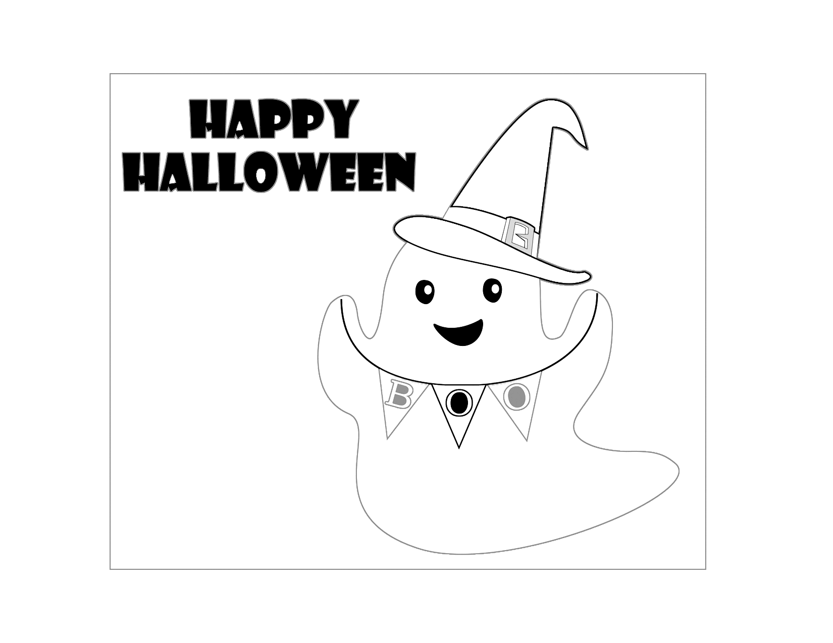 Happy Halloween Ghost Coloring Page