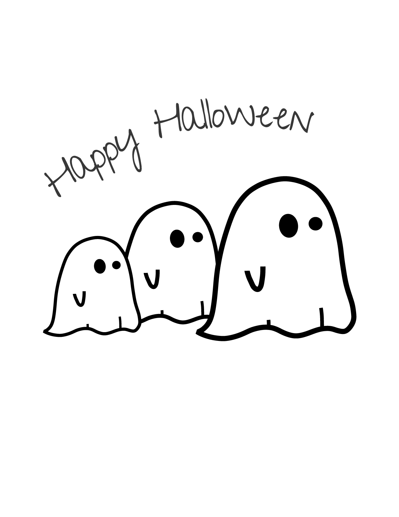 Happy Halloween Ghost Family Coloring Page