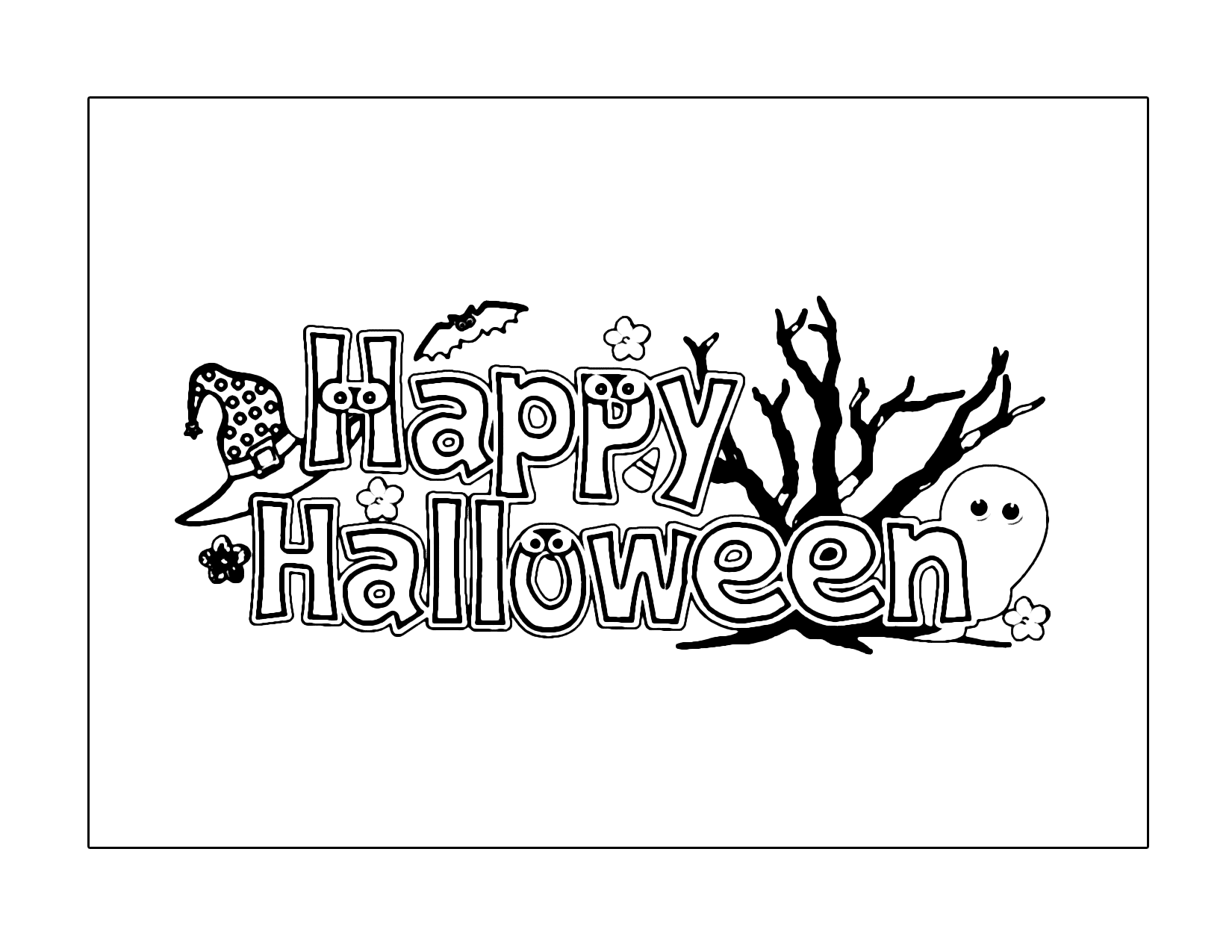 Happy Halloween Printable Sign To Color