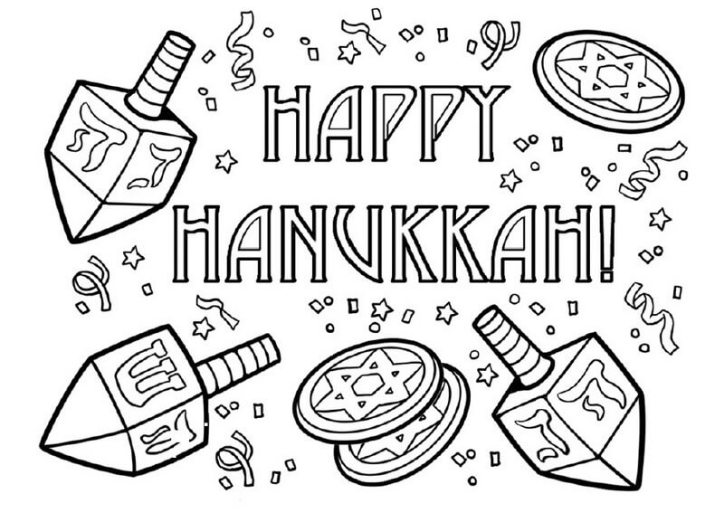 Happy Hanukkah Coloring Page Printable