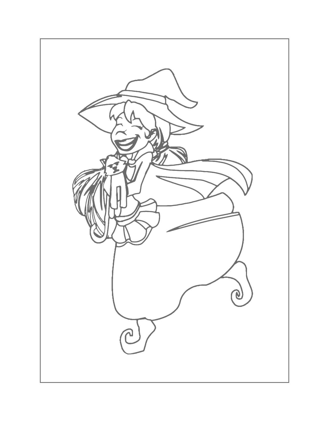 Happy Laughing Witch Coloring Page