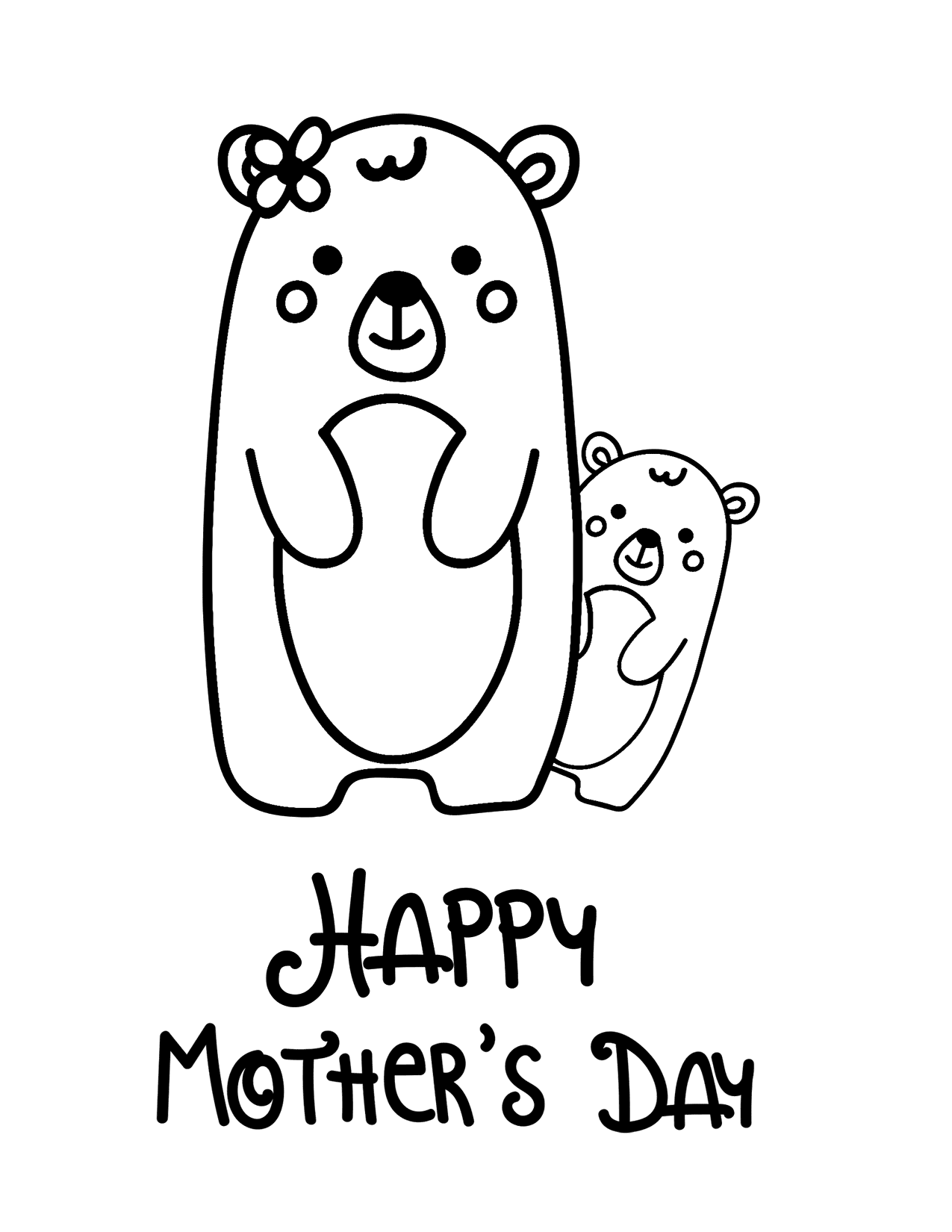 Happy Mothers Day Bears Coloring Page