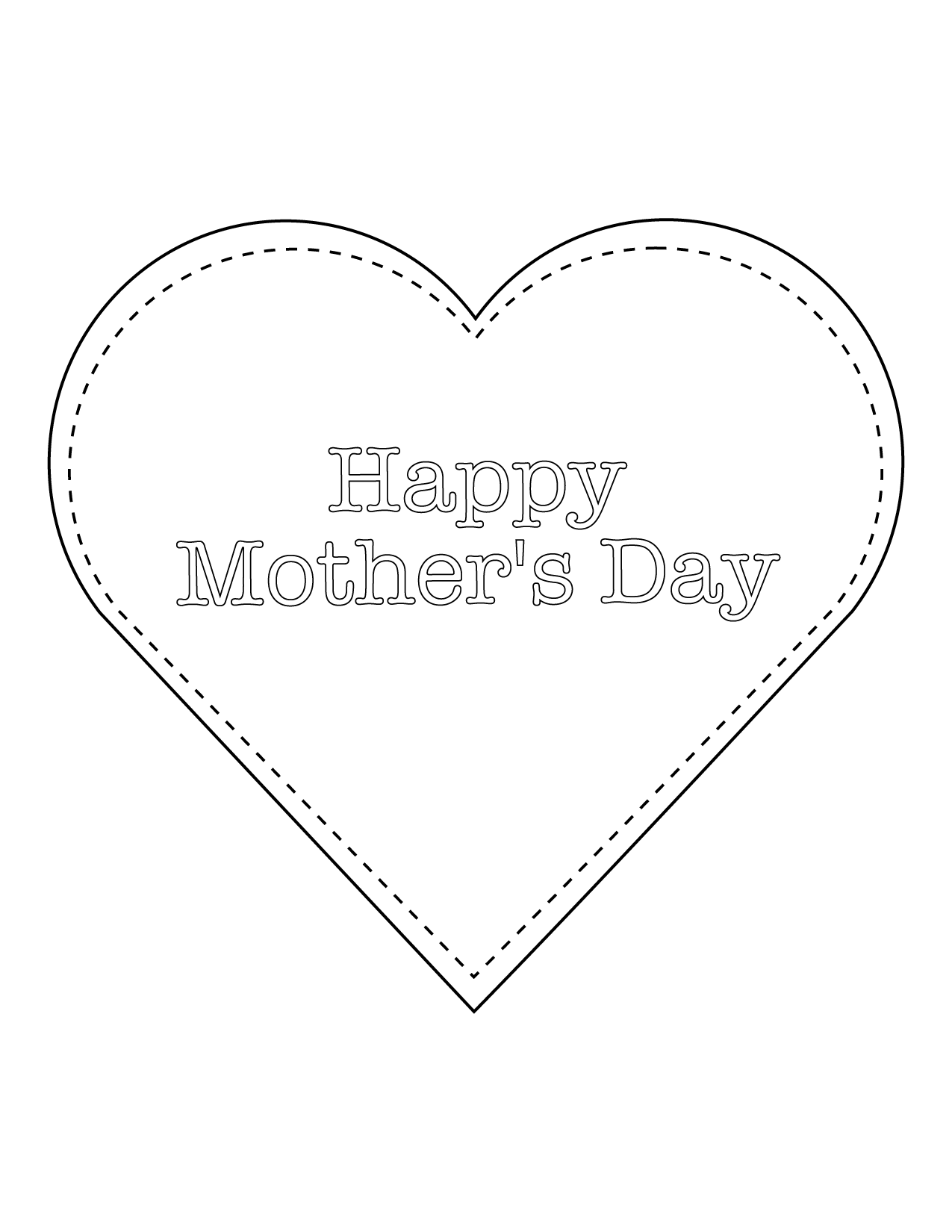 Happy Mothers Day Heart Coloring Page