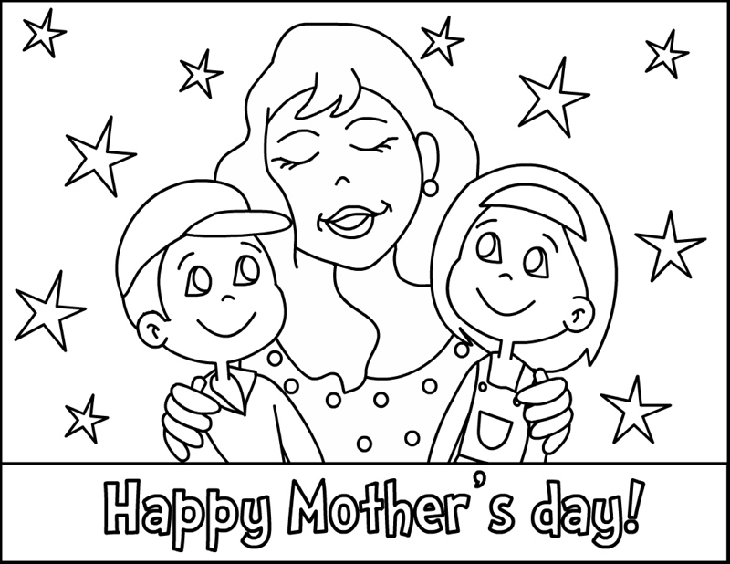 Happy Mothers Day Kids Coloring Page