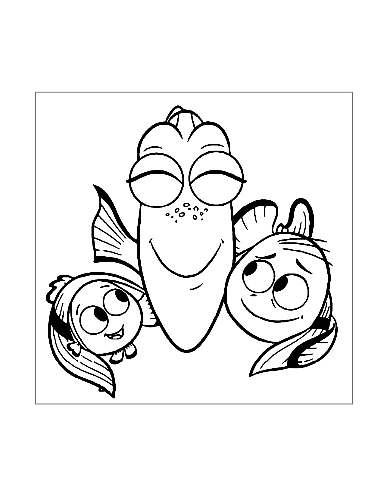Happy Nemo Dory And Marlin Coloring Page