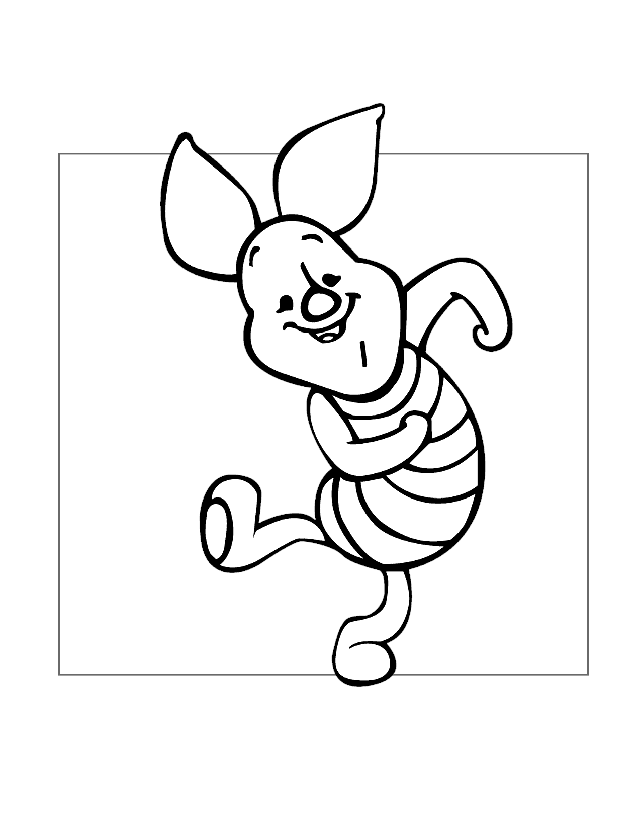 Happy Piglet Dancing Coloring Page