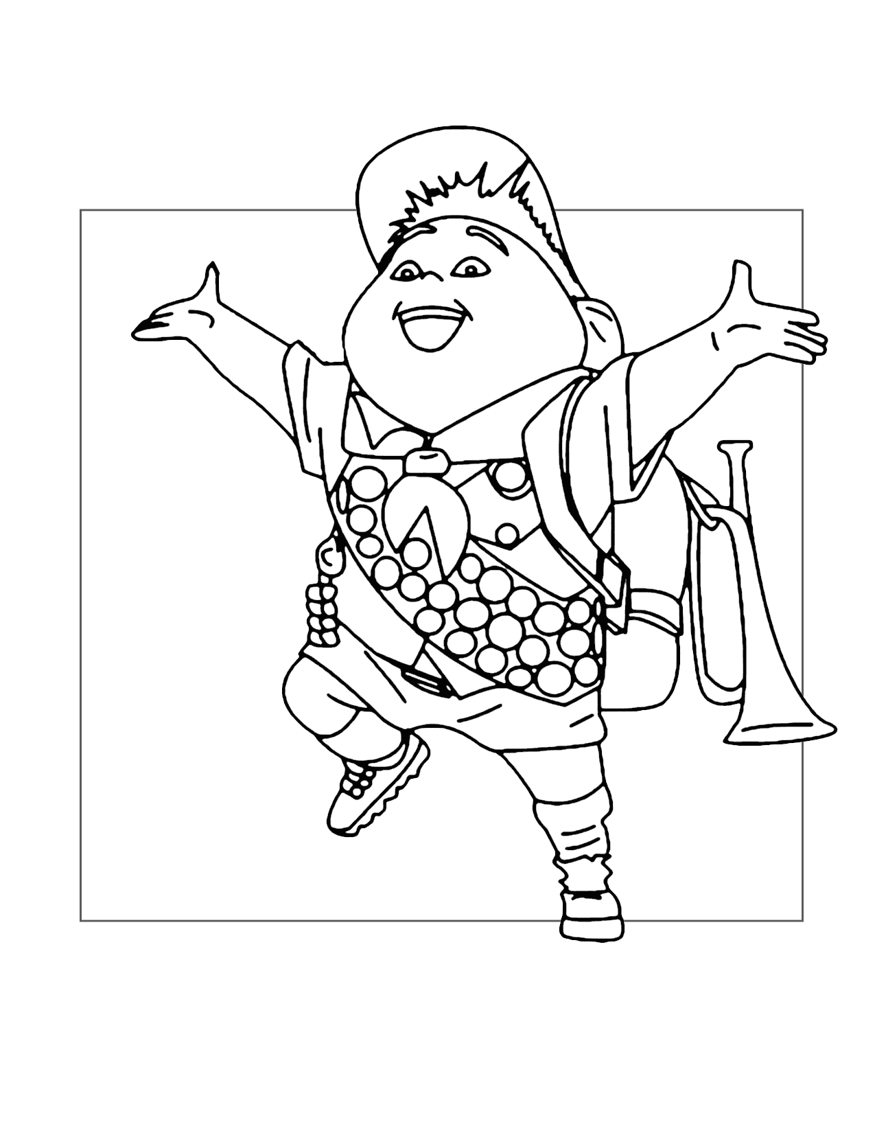 Happy Russell Has Badges Up Coloring Page