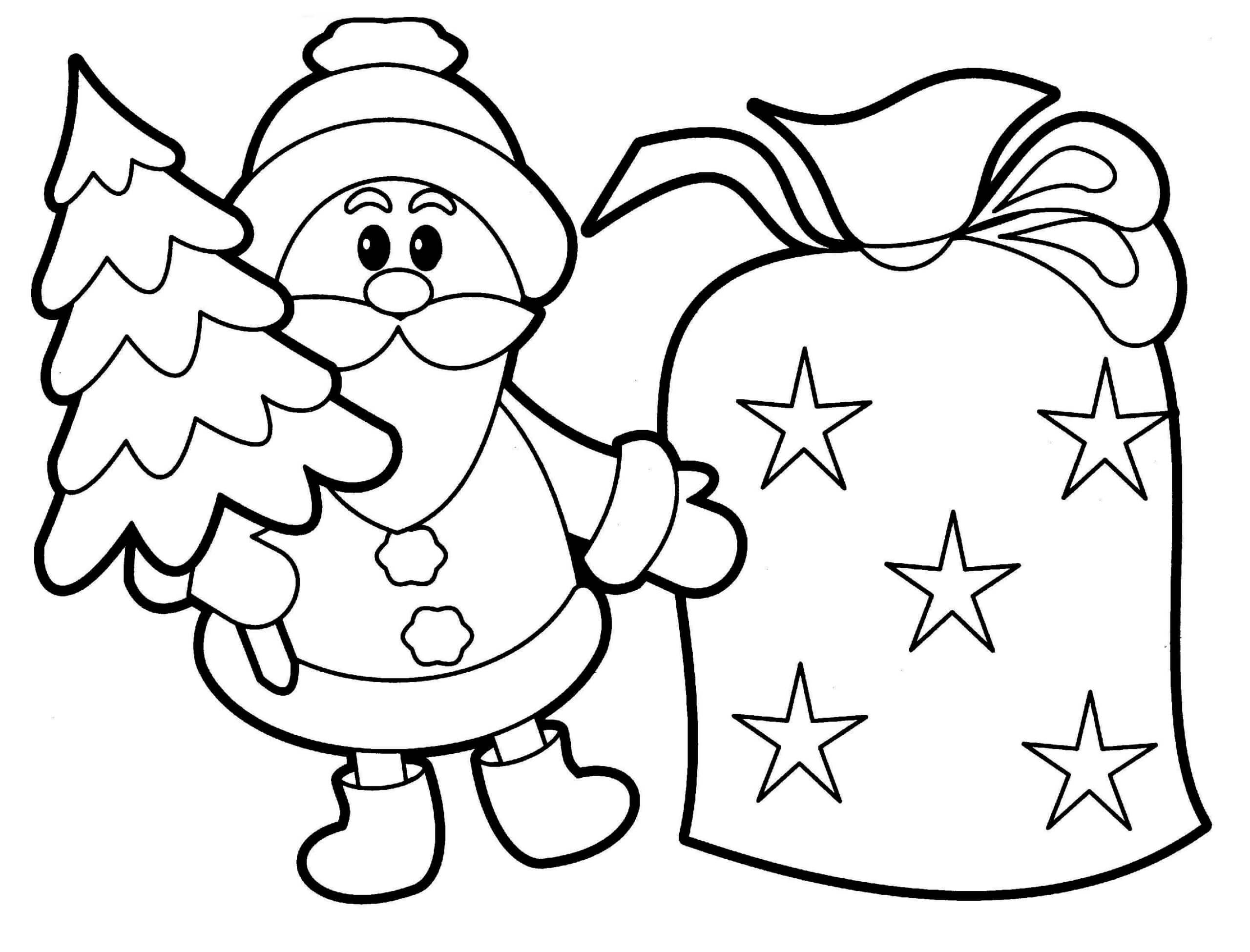Happy Santa Coloring Page For Preschoolers Scaled