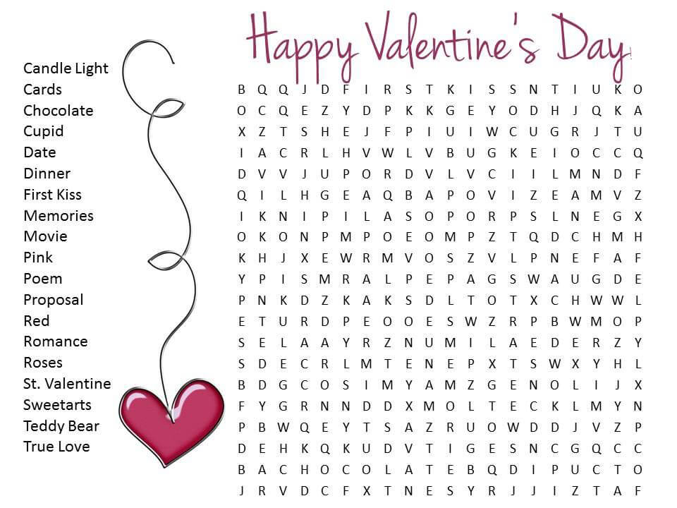 Happy Valentines Day Free Word Search