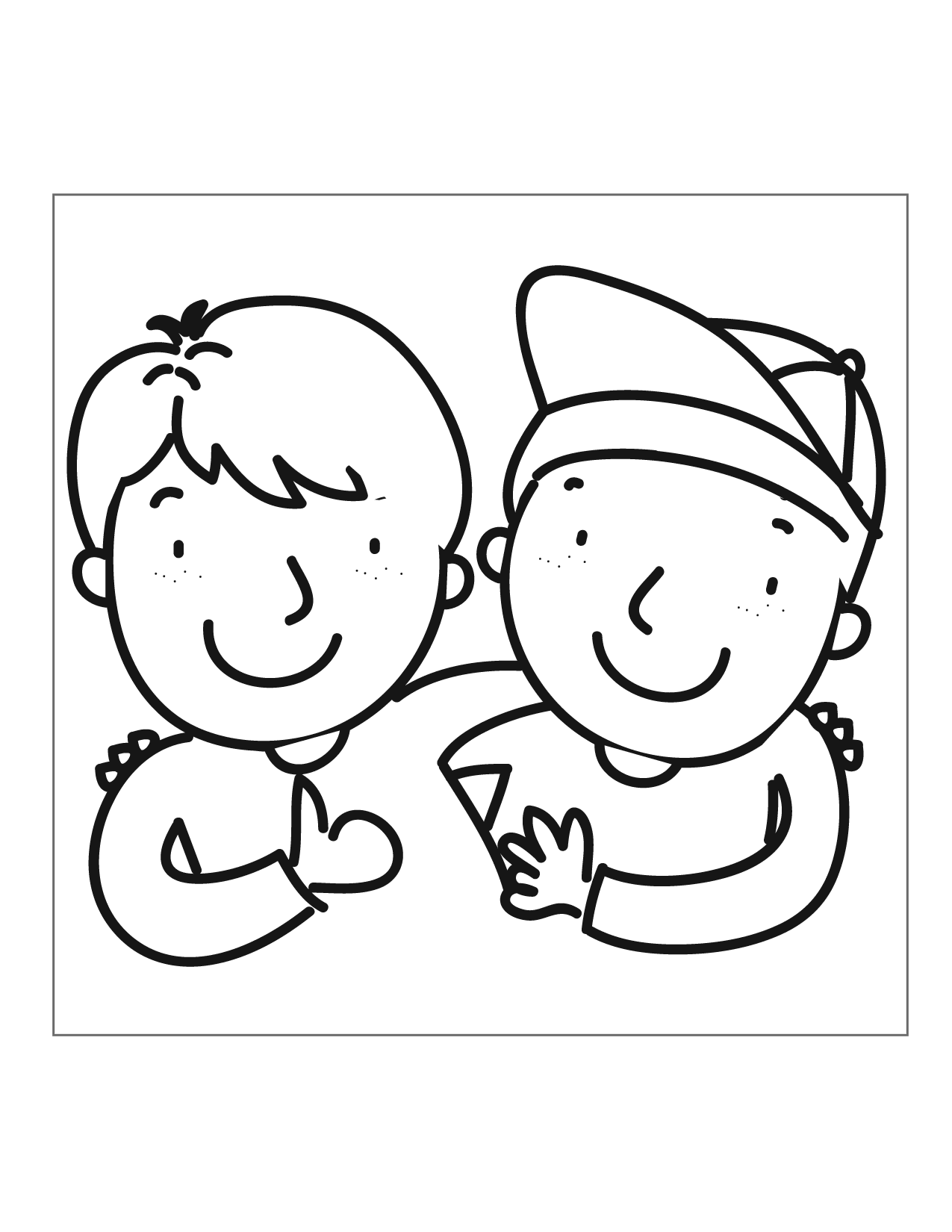 Happy Young Friends Coloring Page