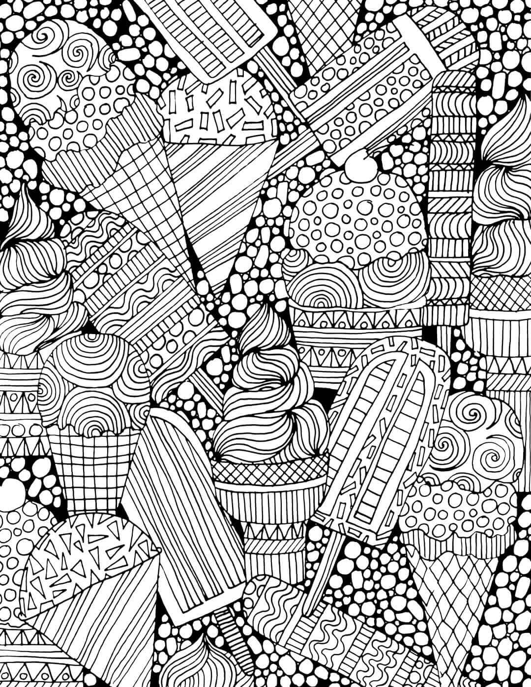 Hard Ice Cream Coloring Page For Adults