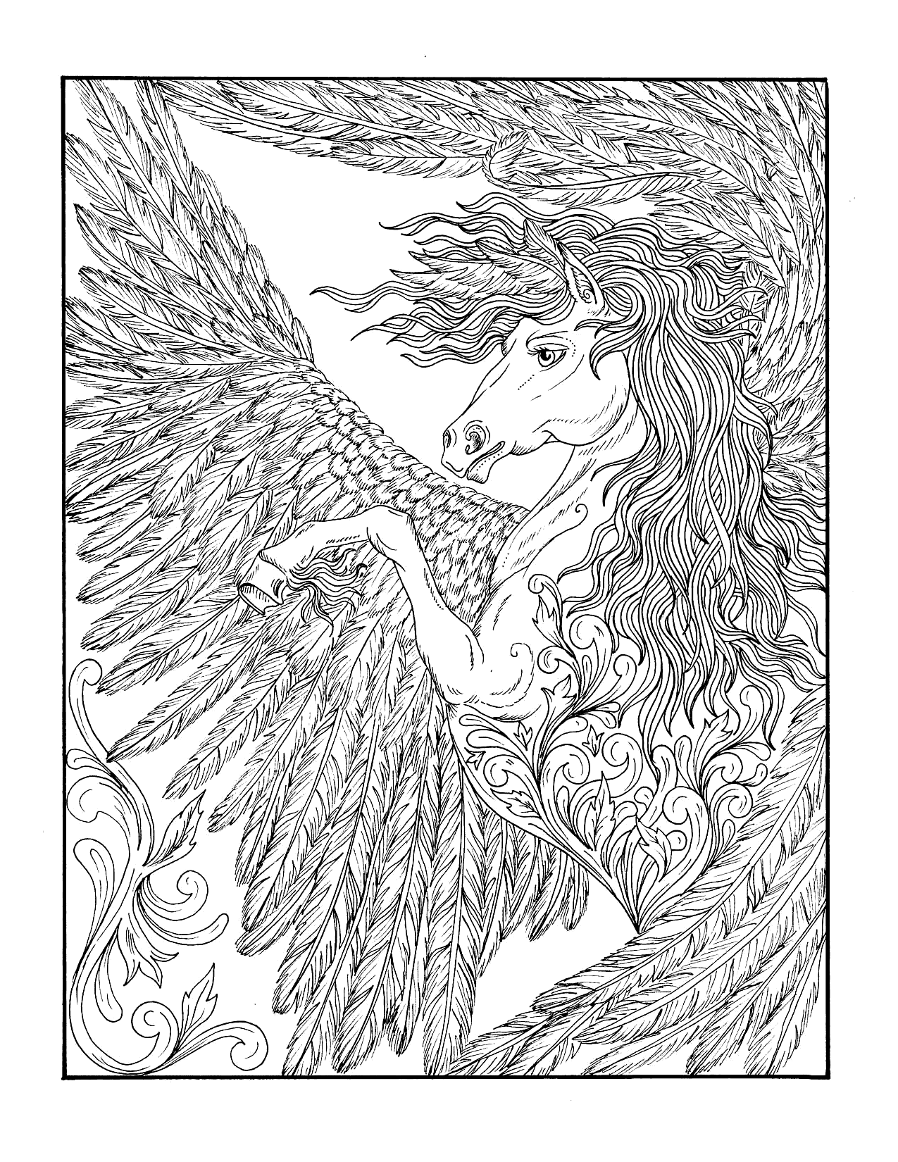 Hard Pegasus Coloring Page