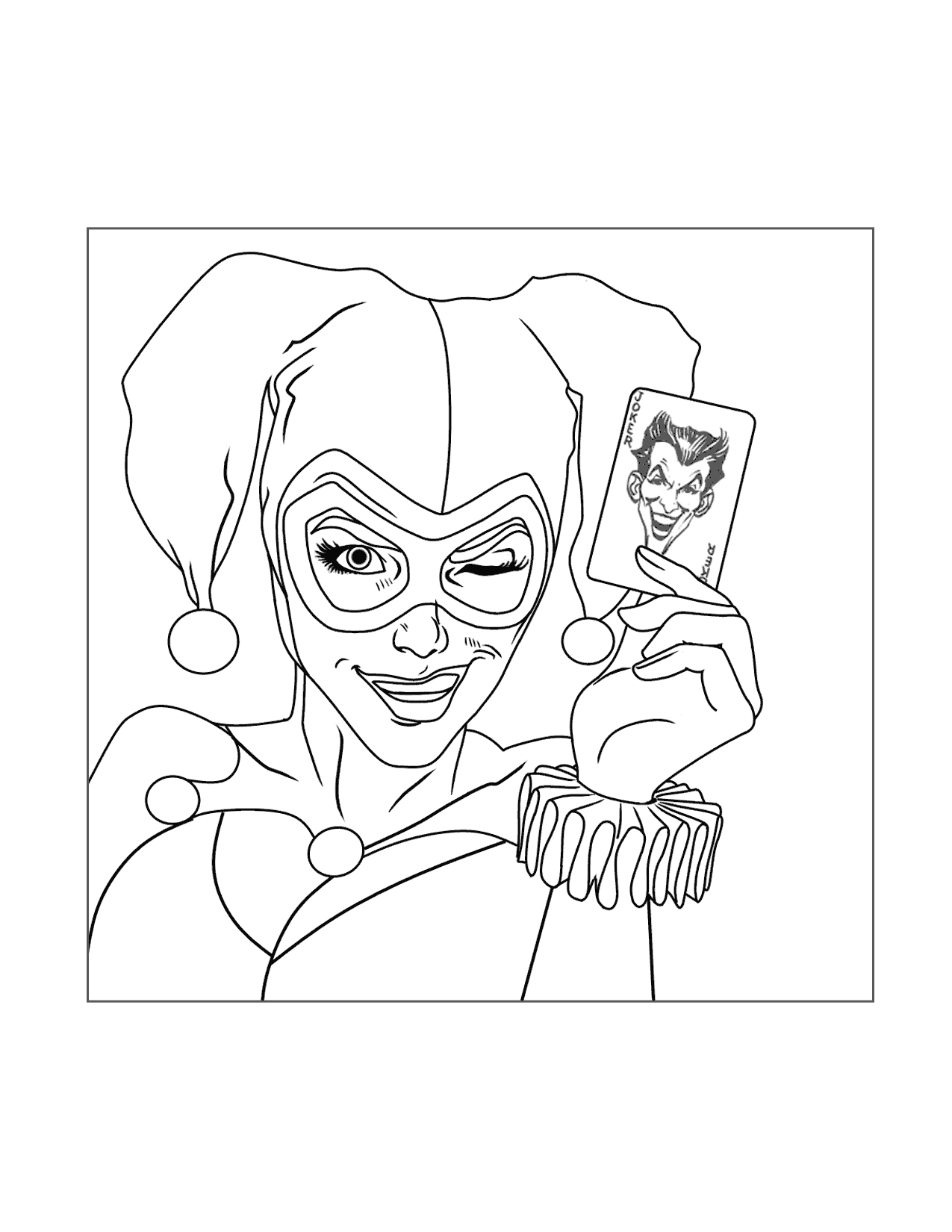 Harley Quinn Joker Card Coloring Page