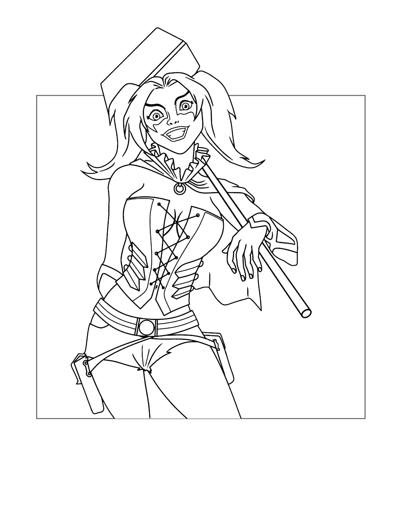 Harley Quinn Sledge Hammer Coloring Page