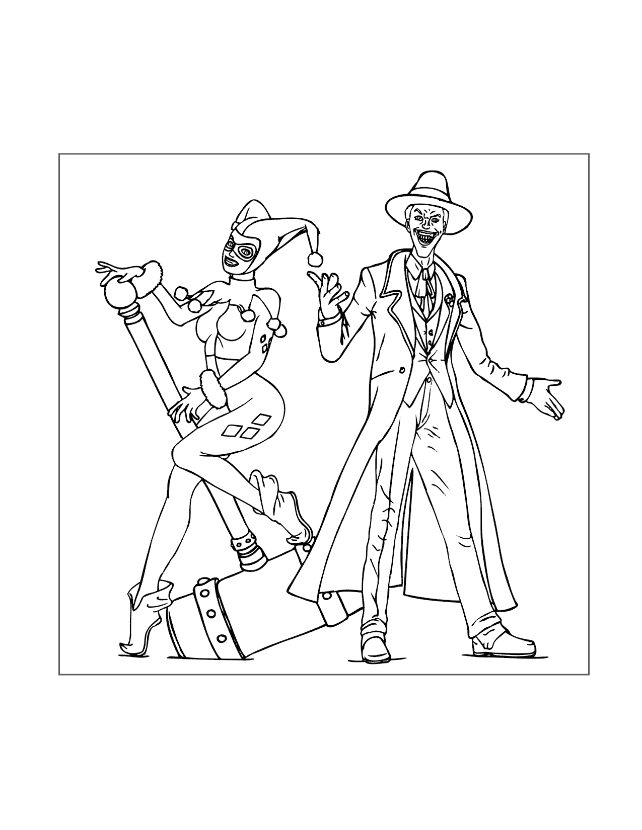Harley Quinn And Joker Coloring Page