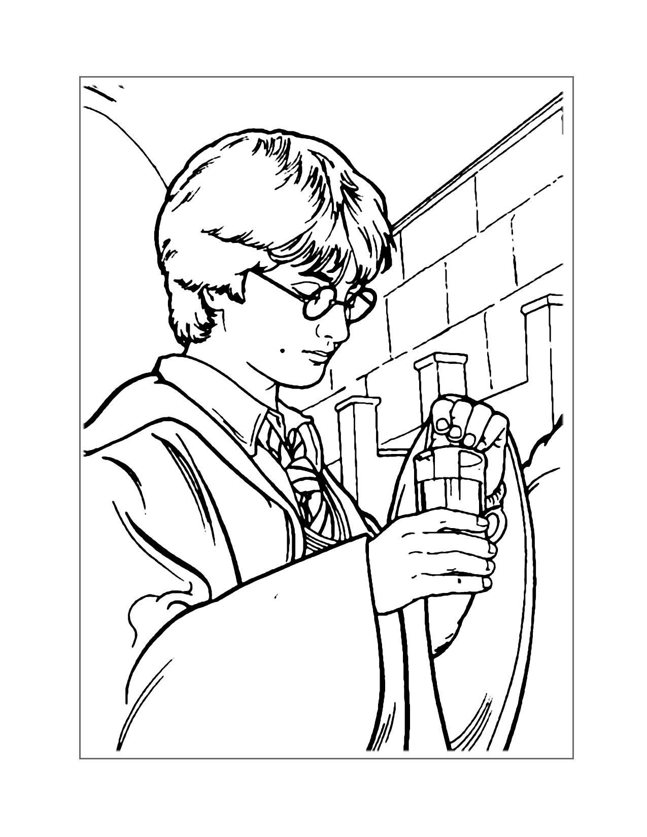 Harry Potter Doing A Spell Coloring Page