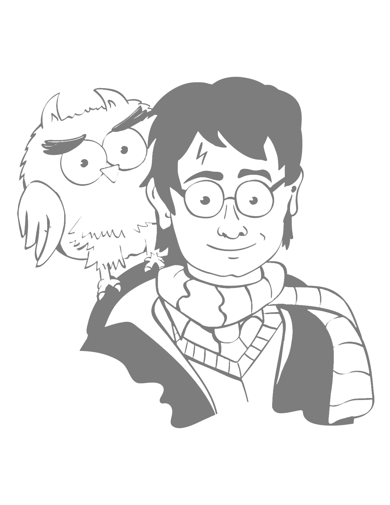 Harry Potter And Hedwig The Owl Coloring Page