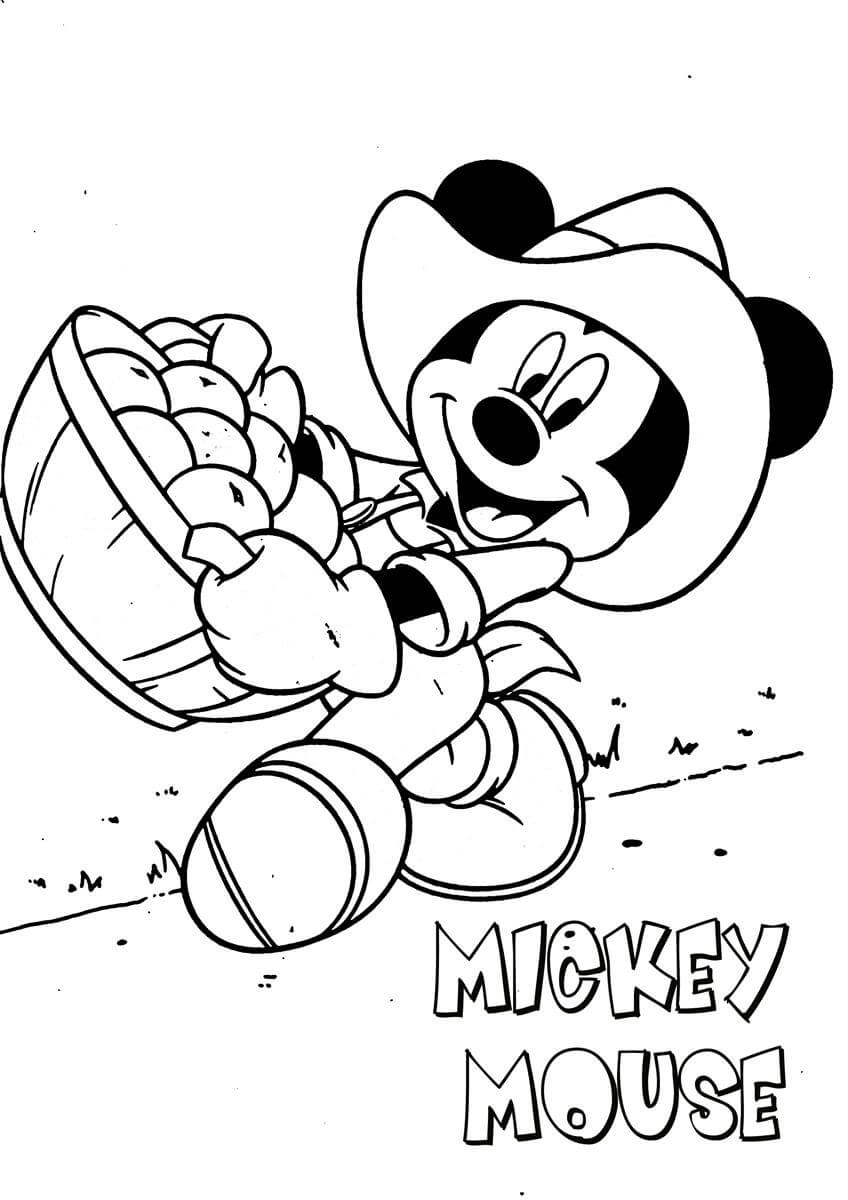 Harvest Mickey Mouse Coloring Page