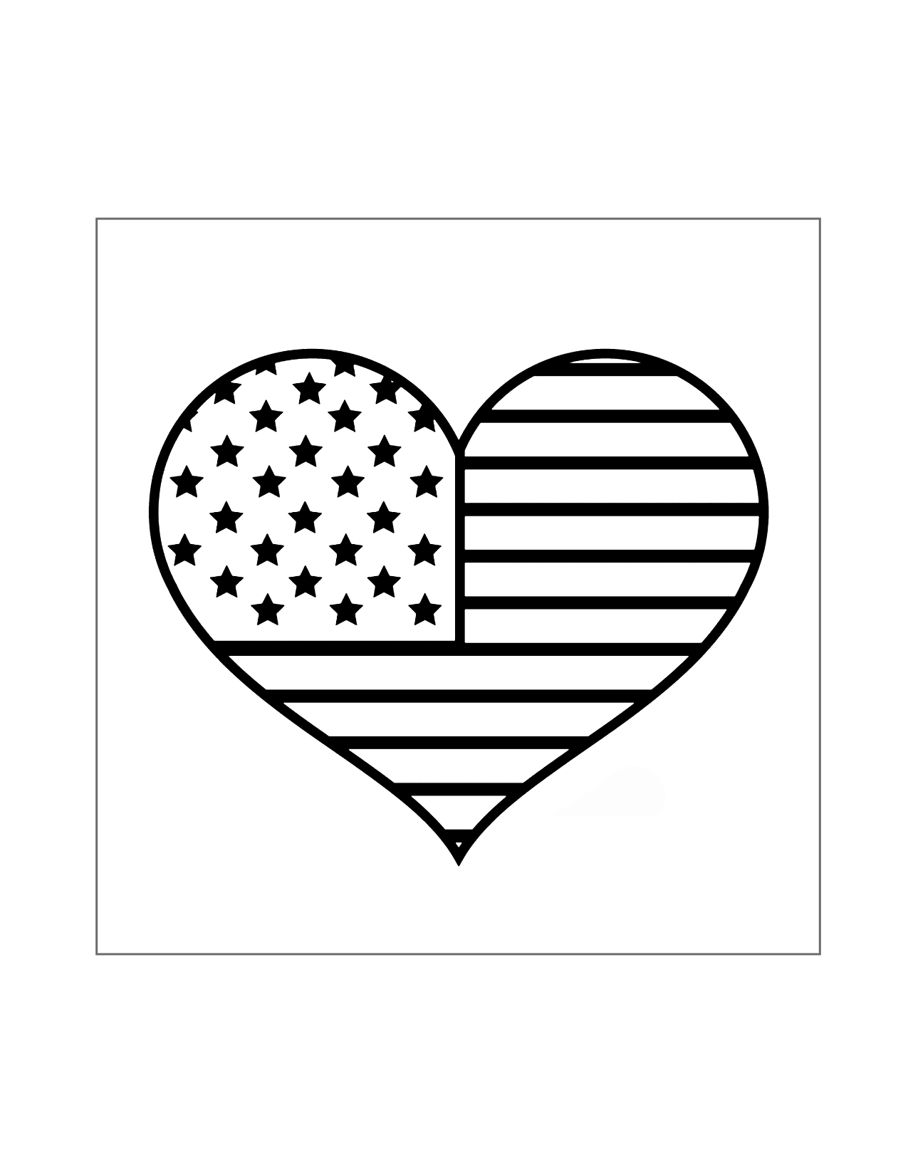 Heart With American Flag Coloring Page