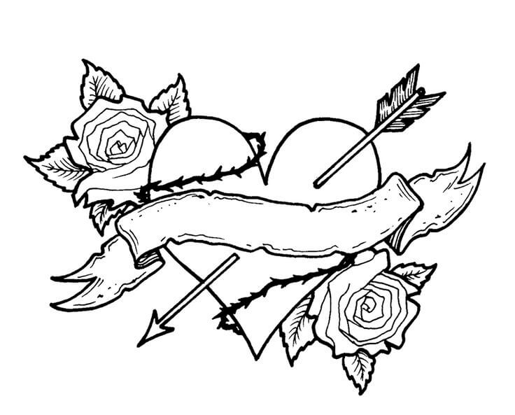 Heart With Arrow Valentines Day Coloring Pages