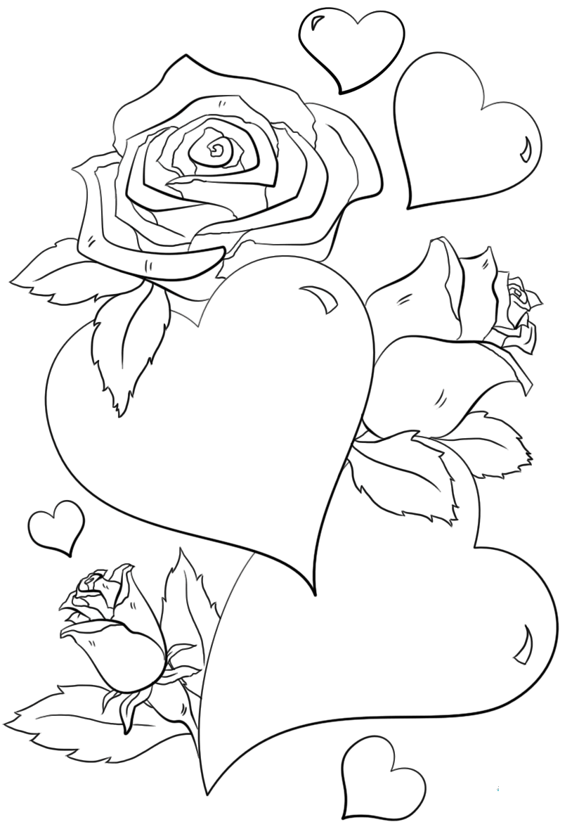 Hearts and Flowers Coloring Pages