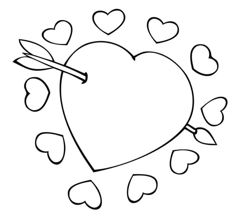 Hearts And Paintbrush Love Art Coloring Page