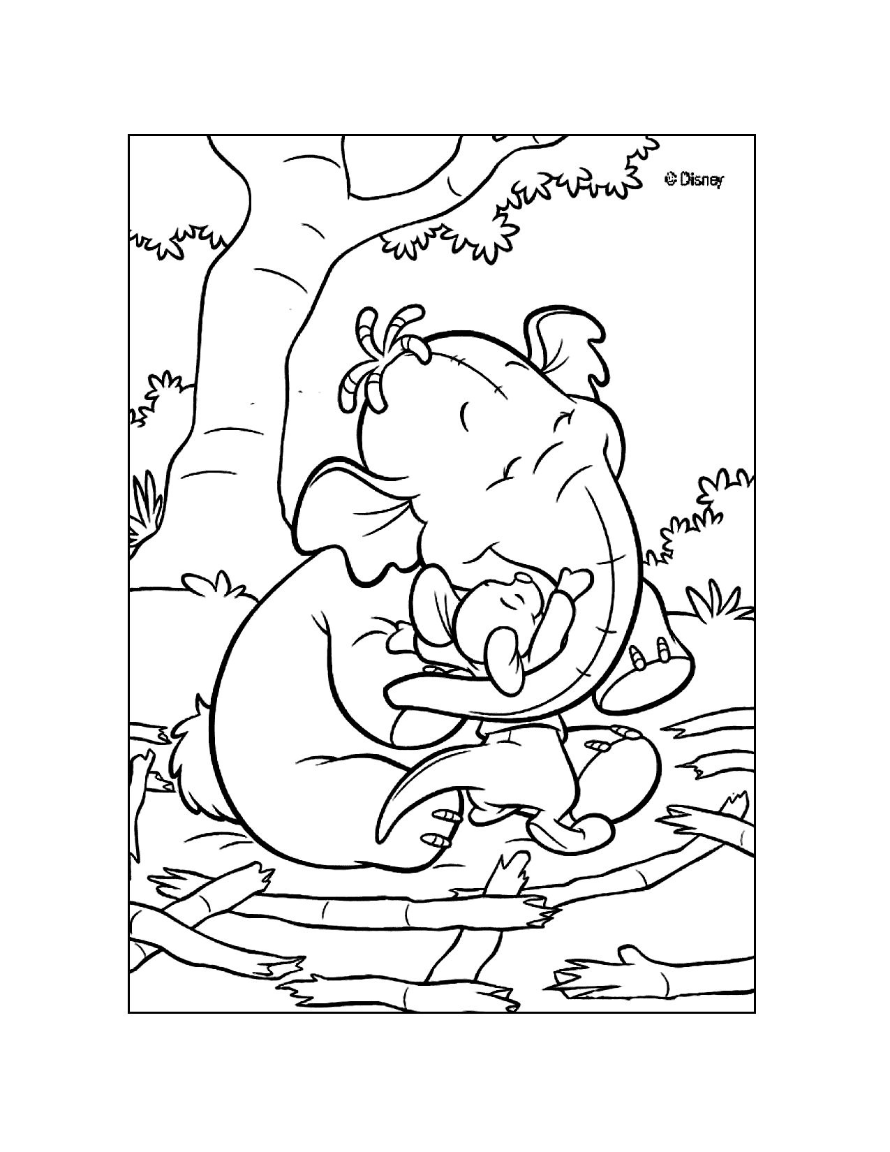 Heffalumps And Roo Coloring Page