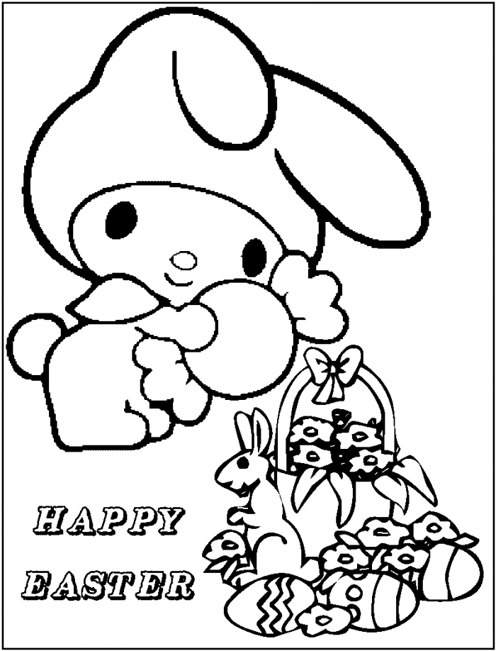Hello Bunny Easter Coloring Page