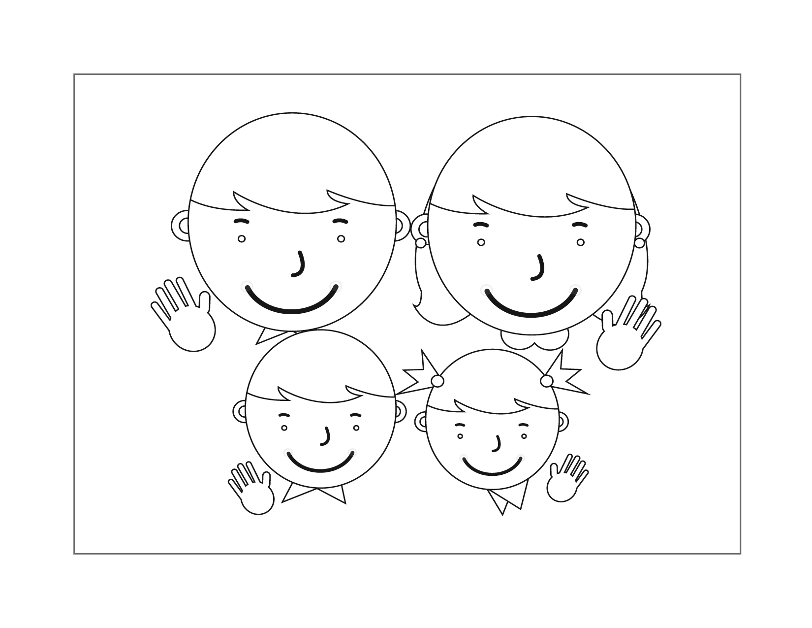 Hello Family Coloring Page