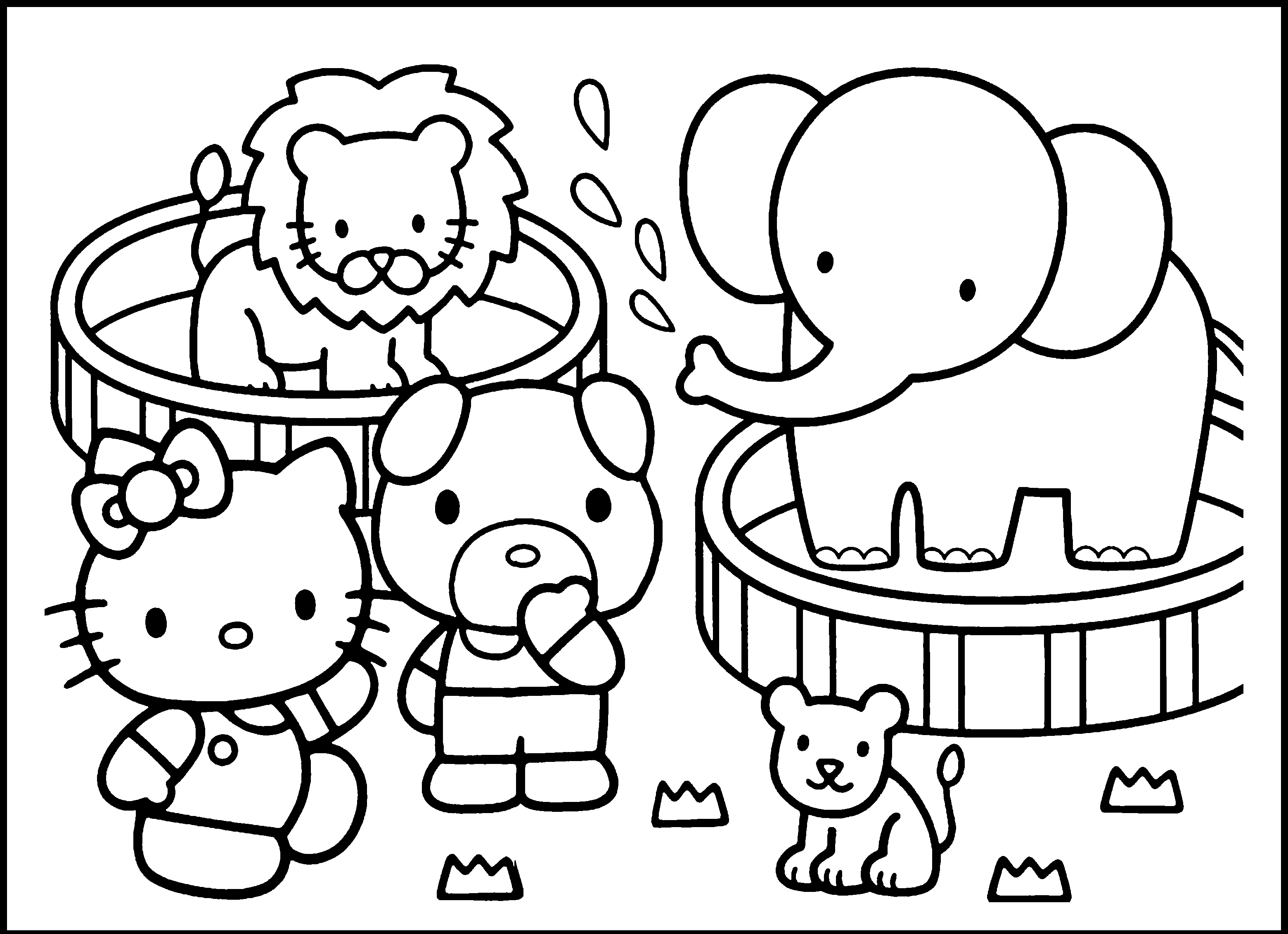 Hello Kitty Circus Coloring Page for Preschool
