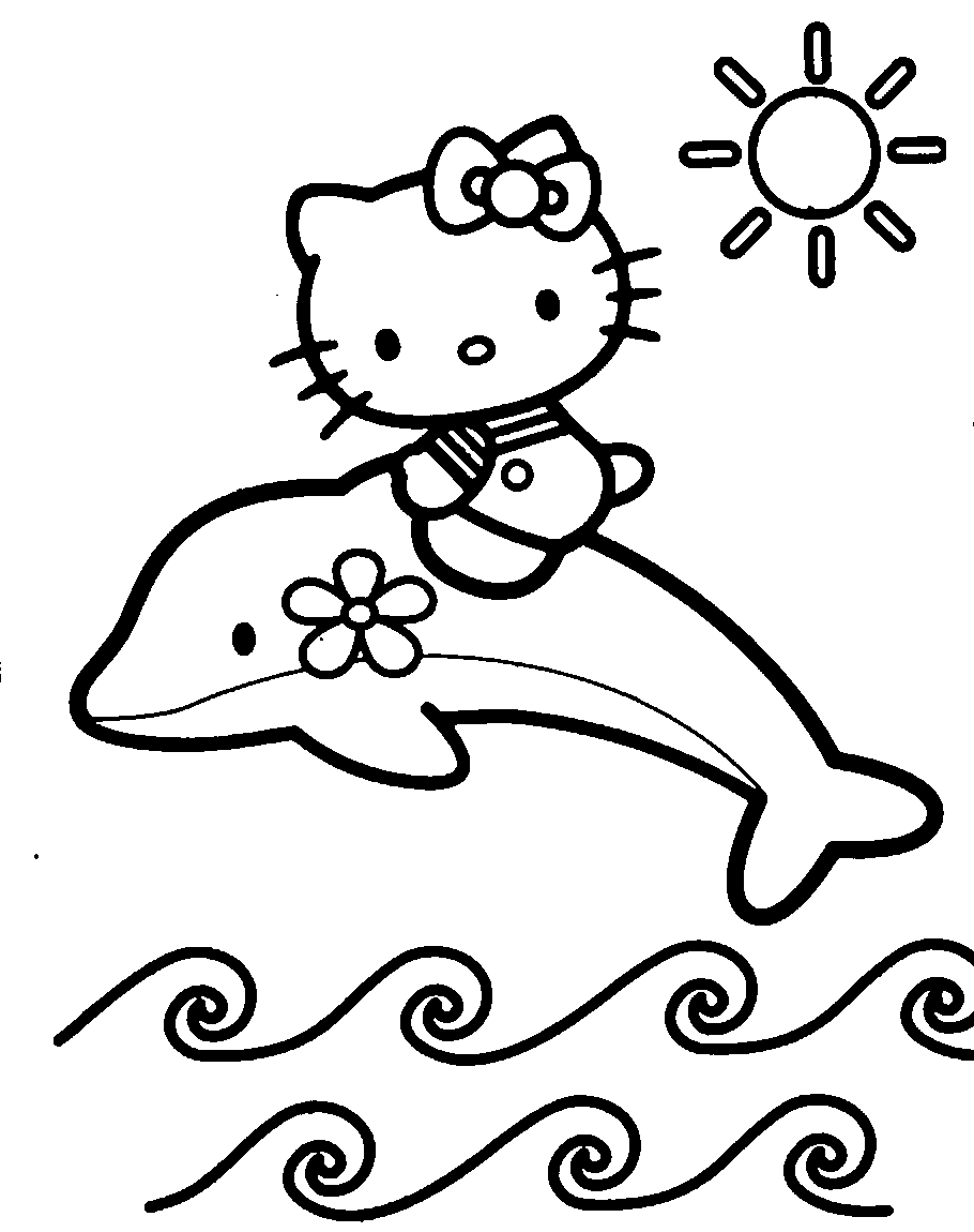 Hello Kitty Dolphin Coloring Page