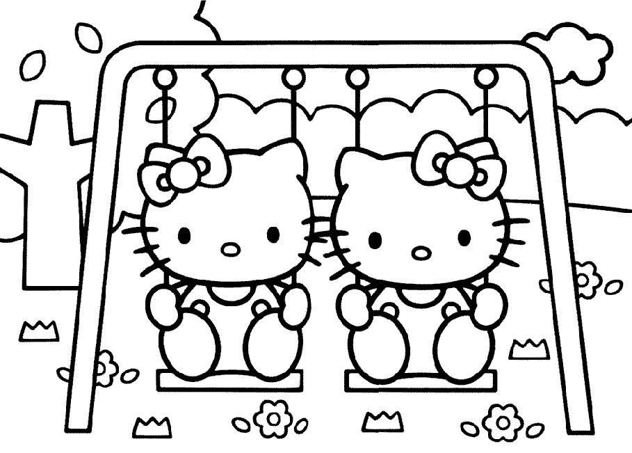 Hello Kitty Swingset Coloring Pages