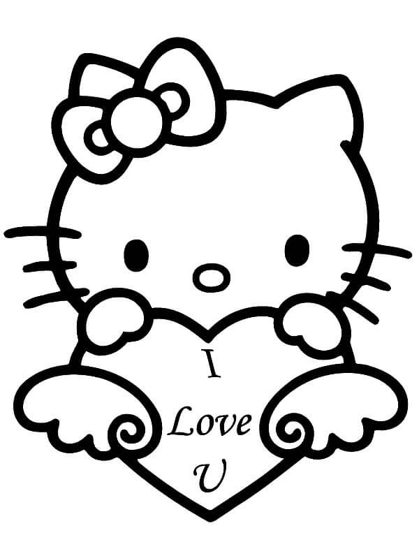 Hello Kitty - Valentines Day Coloring Pages