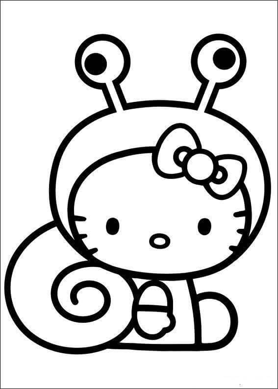 Hello Kitty In Snail Costume Coloring Page
