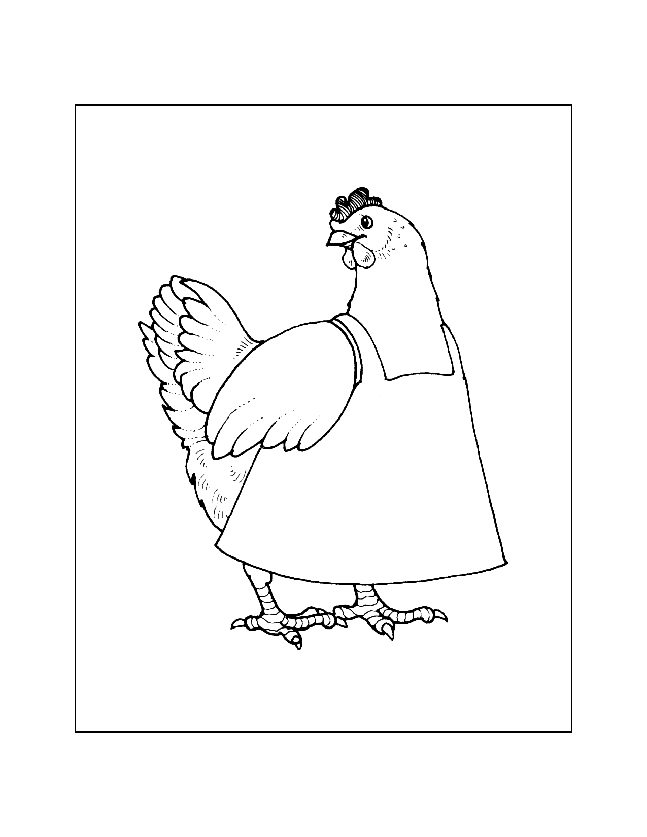 Hen In An Apron Coloring Page