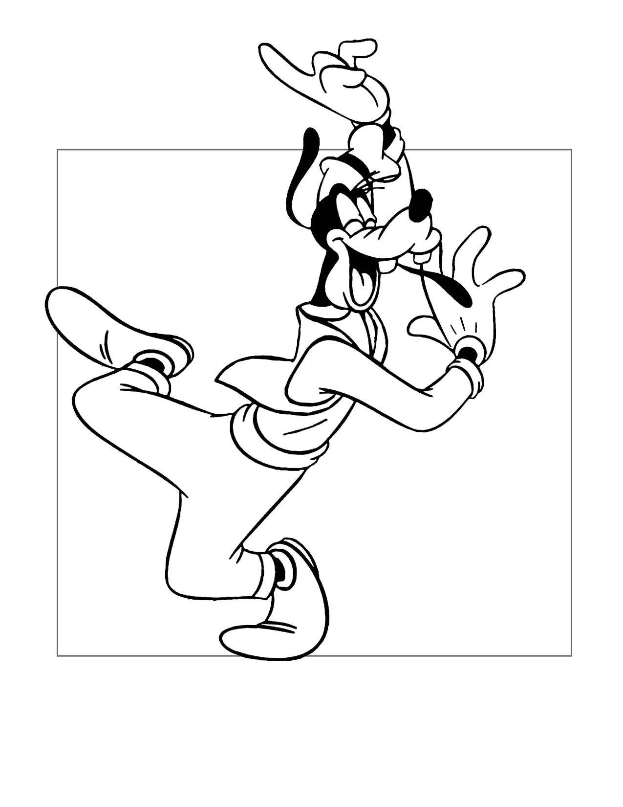 Hilarious Goofy Dancing Coloring Page