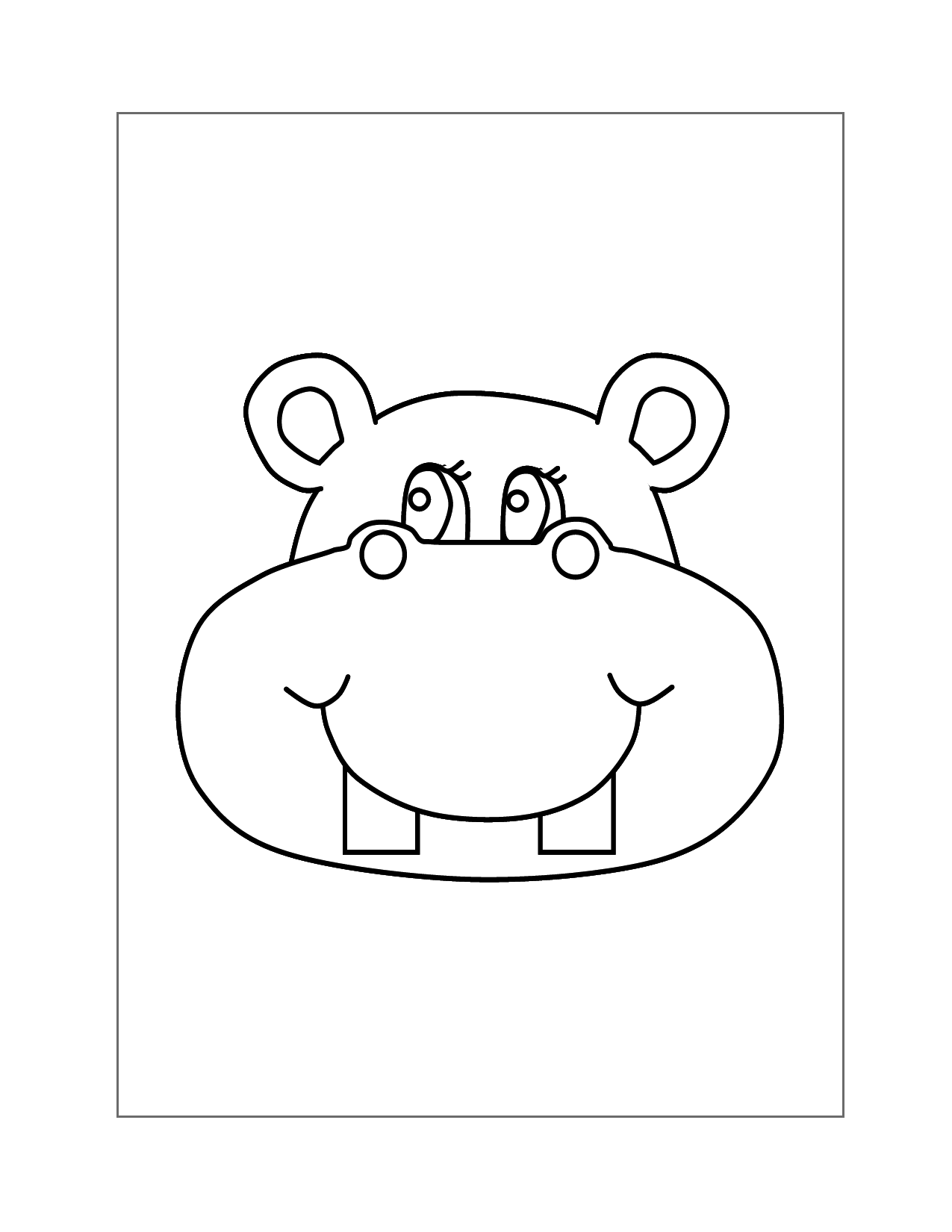 Hippo Face Coloring Page