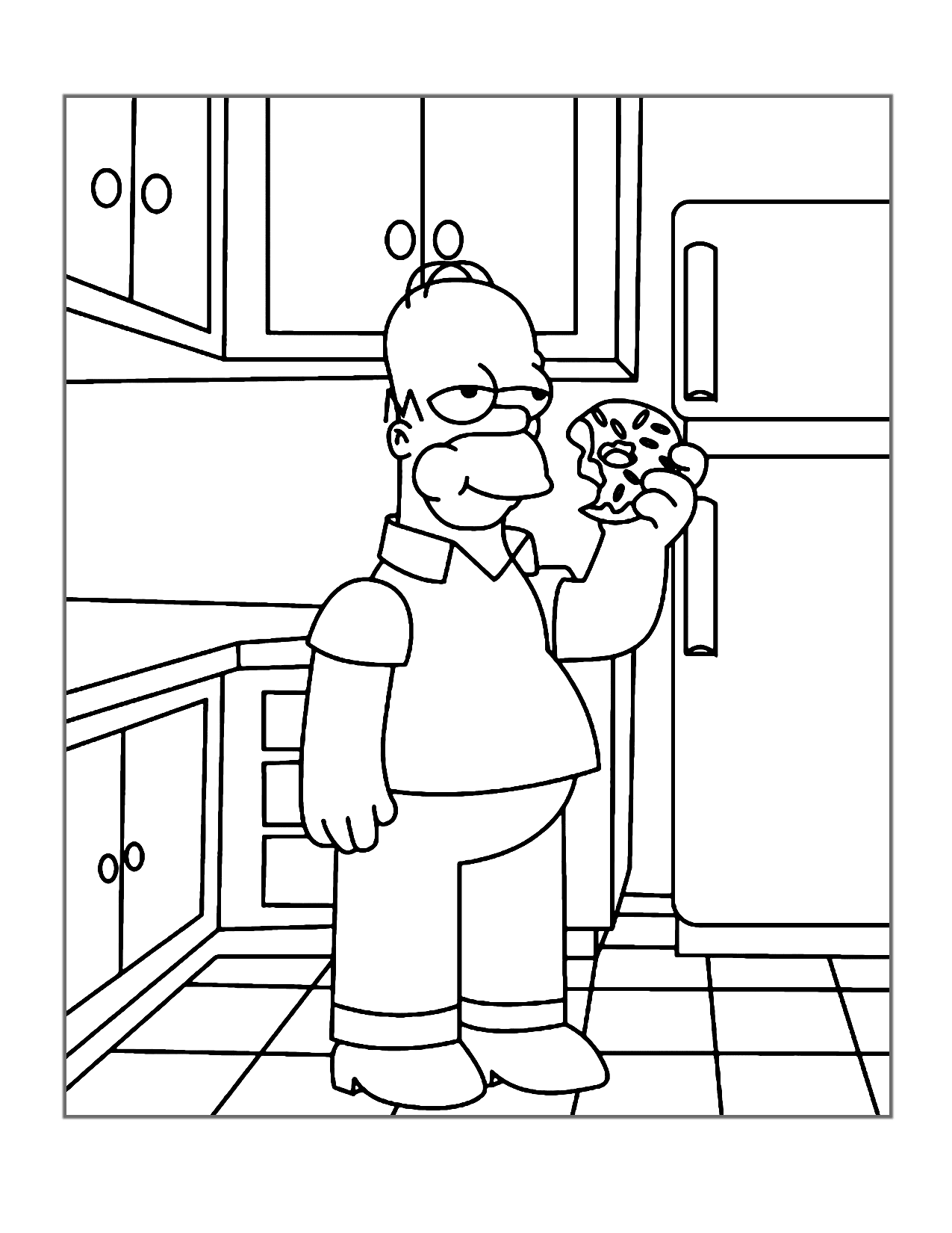 Home Eating A Donut Coloring Page